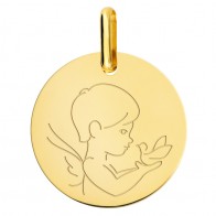 Médaille Petit Ange à la Colombe (Or Jaune 9K)