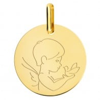 Médaille Petit Ange à la Colombe (Or Jaune 18K)