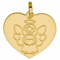 Médaille coeur Ange petite fille (Or Jaune 9K)