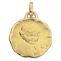 Médaille Ange à la rose (Or Jaune)