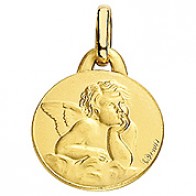 Médaille Ange massif 15mm (Or Jaune)