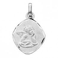 Médaille Ange Ovale (Or Blanc)