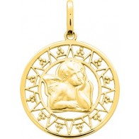 Médaille Ange pensif Soleil (Or Jaune)
