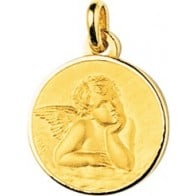 Médaille Ange Raphaël cerclée (Or Jaune 9k)