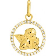 Médaille Ange Raphaël Cercle brillant (Or jaune 9K)