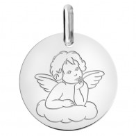 Médaille Ange Raphael (Or Blanc 9K)