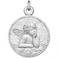 Médaille Ange Raphael perlée (Argent)