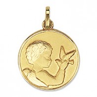 Médaille Ange tenant un Oiseau (Or Jaune)