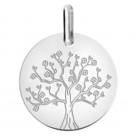 Médaille arbre de vie en fleurs (Or Blanc 9K)