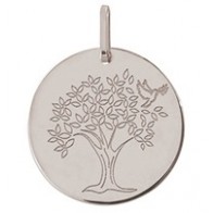 Médaille arbre de vie et colombe (Or Blanc)