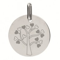 Médaille arbre de vie Petits Coeurs (Or blanc 9K)
