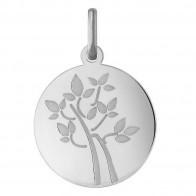 Médaille arbre de vie, jeune pousse (Or Blanc)