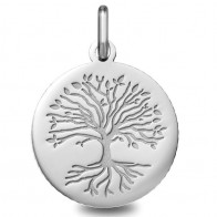 Médaille Arbre de Vie avec racines (Or Blanc)