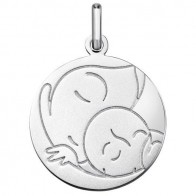 Médaille Vierge/Enfant (Or Blanc 9K)