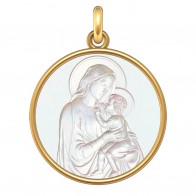 Médaille Vierge à l'enfant (Or & Nacre)
