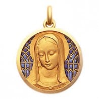 Médaille Santa Madona emmaillée bleue (Or Jaune)