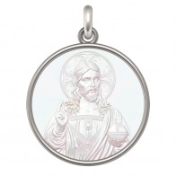 Médaille Christ Salvator Mundi (Argent & Nacre)