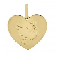 Médaille Coeur Colombe au Rameau (Or Jaune)