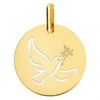 Médaille colombe ajourée 18mm (Or Jaune 9K)