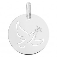 Médaille colombe ajourée (Or Blanc 9K)