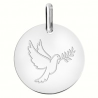 Médaille Colombe au Rameau (Or Blanc)