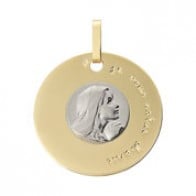 Médaille Disque Vierge en Prière (deux ors)