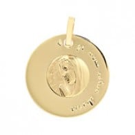 Médaille Disque Vierge en Prière (Or Jaune)