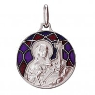 Médaille Emaillée Sainte Rita Rouge (Argent)