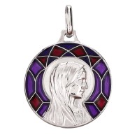 Médaille Emaillée Virgo Immaculata Rouge (Argent)