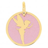 Medaille Fée Clochette (Or Jaune et Acier rose)