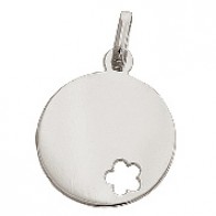 Médaille jeton fleur ajourée (Or Blanc 9K)