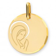 Médaille Vierge en prière auréolée ciselée (Or Jaune 9K)