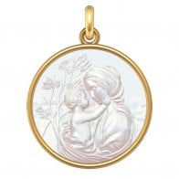 Médaille Vierge à l'Enfant Le Regard (Or & Nacre)