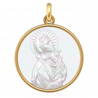 Médaille Vierge à l'Enfant "La Maternité" (Or & Nacre)