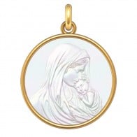 Médaille Vierge à l'Enfant (Or & Nacre)