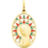 Médaille ovale Vierge Soleil laqué (Or Jaune)