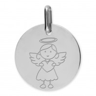 Medaille ange fille (Or Blanc)
