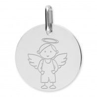Médaille ange garçon (Or Blanc 9k)