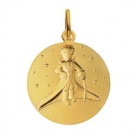 Médaille Petit Prince dans les étoiles - 14mm (Or Jaune)