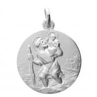 Médaille Saint-Christophe 15mm (or blanc 9k)
