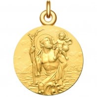 Médaille Saint Christophe et Jésus (Or Jaune)
