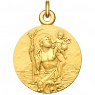 Médaille Saint Christophe et Jésus (Or Jaune)