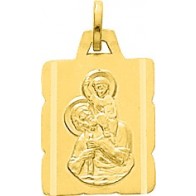 Médaille St Christophe Rectangle dentelée (Or Jaune)