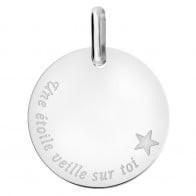 Médaille "une étoile veille sur toi" (Or Blanc 9K)