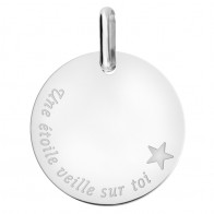 Médaille "une étoile veille sur toi" (Or Blanc 18K)