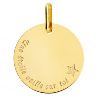 Médaille "une étoile veille sur toi" (Or Jaune 18K)