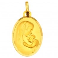 Médaille Vierge à l'enfant Ovale (Or Jaune)