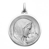 Médaille Vierge à l'Enfant - Le Baiser 18mm (argent)