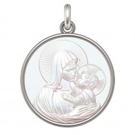 Médaille Vierge à l'enfant (Argent & Nacre)