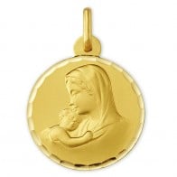 Médaille Vierge à l'enfant ciselée (Or Jaune)